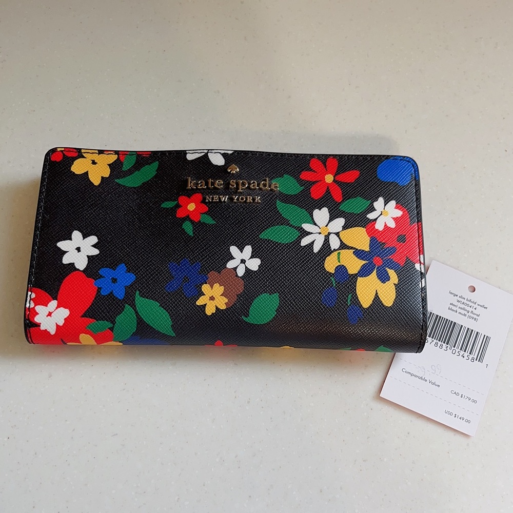 Kate Spade Staci Sailing Floral Large Slim Bifold Wallet